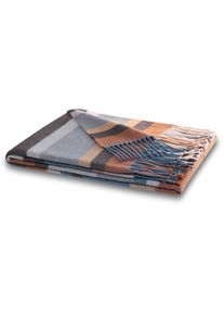 Biederlack, Plaid &raquo;Harmony&laquo; im modernen Karo-Look, mit Fransen, brown, Baumwolle, Polyacryl, B/L: 130 cm x 170 cm, brown