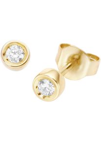 Firetti, Damen, Paar Ohrstecker &raquo;Schmuck Geschenk Gold 375 Ohrschmuck Ohrringe Solit&auml;r&laquo; mit Brillant - Krappenfassung, gelbgoldfarben, gelbgoldfarben,