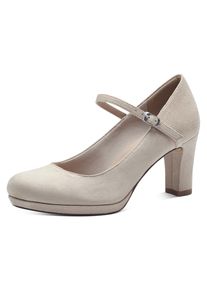 Tamaris , Spangenpumps, mit Metallic-Applikation an der Ferse und Absatz , creme , 36 , 36 , Eleganter Pumps mit verstellbaren Riemchen
