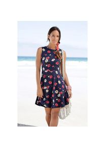 Beach Time Beachtime , Strandkleid, mit Blumendruck, Sommerkleid aus elastischer Baumwolle , marine-rot-bedruckt , N-Gr , 44 -N-Gr , 44 , Modisches Tellerkleid
