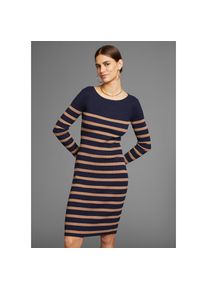HECHTER PARIS , Strickkleid, mit Kontraststreifen , navy sand striped , N-Gr , 34 -N-Gr , 34 , Modisches Strickkleid von HECHTER PARIS