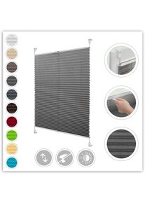 LICHTBLICK ORIGINAL , Plissee »Klemmfix« Lichtschutz ohne Bohren verspannt Faltenstore , hellgrau + weiß , Obermaterial: 100% Polyester , 130 cm