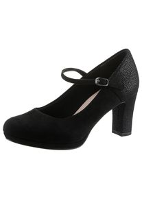 Tamaris , Spangenpumps, mit Metallic-Applikation an der Ferse und Absatz , schwarz , 41 , 41 , Eleganter Pumps mit verstellbaren Riemchen