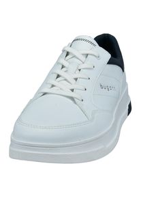 Bugatti , Sneaker mit modischen Ziernähten, Freizeitschuh, Halbschuh, Schnürschuh , weiß-navy , 40 , 40 , Modischer Sneaker mit Bugatti-Logoschriftzug