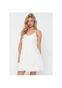 Only , Trägerkleid »ONLHELENA LACE S/L SHORT DRESS WVN«, mit Spitzen-Detail , Cloud Dancer , N-Gr , 40 (L) -N-Gr , 40 (L) , Verstellbare Träger für...