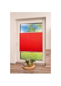 K-home , Plissee »Klemmfix Pisa« Lichtschutz ohne Bohren verspannt Crushed-Optik , rot , Obermaterial: 100% Polyester , 130 cm
