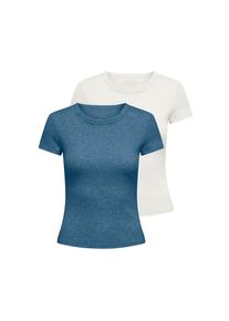Only , Kurzarmshirt »ONLEASY S/S TOP CS JRS 2 PACK«, (Packung, 2 tlg.) , Coronet Blue Pack:Cloud dancer , XS (34) , XS (34) , Doppelpackung Basic...