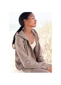 Lascana , Sweatjacke, aus organischer Baumwolle, Loungewear , hellbraun , 36/38 , 36/38 , Homewear Sweatjacke mit Struktur