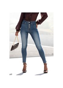 Lascana , High-waist-Jeans, mit sichtbarer Knopfleiste und Stretch-Anteil, Skinny, High Waist , blue washed , N-Gr , 34 -N-Gr , 34 ,...