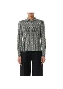 comma, Damen, Hemdbluse mit All-Over Print, BLACK/BEIGE, 36, BLACK/BEIGE, Bluse von COMMA