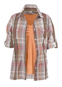 Damen Blusenset Bluse und Top im Set in apricot-kariert ,Größe 36, WITT, 100% Baumwolle