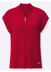 Dames Mouwloos vest met blinde ritssluiting in rood ,maat 36, WITT, 100% Katoen