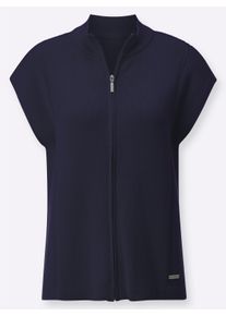 Dames Mouwloos vest met blinde ritssluiting in marine ,maat 38, WITT, 100% Katoen