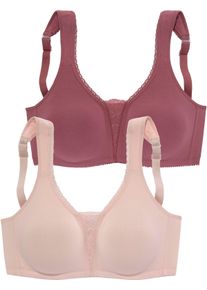 Petite Fleur Dames Soft-beha in rozenhout+poudre ,maat 100E, Witt, 90% Katoen, 5% Elastan, 5% Polyamide