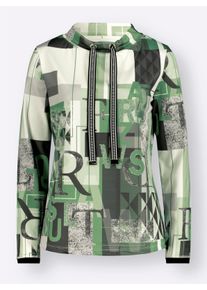 Damen Sweatshirt mit halsfernem Kragen in apfel-gemustert ,Gr&ouml;&szlig;e 40, WITT, 50% Modal, 44% Polyester, 6% Elasthan