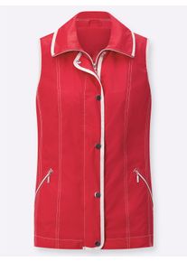 Dames Gilet met ritszakken in aardbei ,maat 36, WITT, 100% Polyester