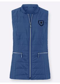 Damen Steppweste mit Reißverschluss-Taschen in jeansblau ,Größe 36, WITT, 100% Polyester