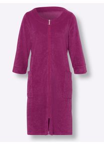 Damen Bademantel mit Reißverschluss, Feinfrottee in magenta ,Größe 36/38, WITT, 80% Baumwolle, 20% Polyester