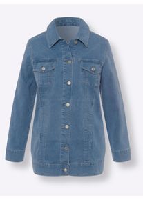 Damen Jeansjacke in Longform in blue-bleached ,Gr&ouml;&szlig;e 50, WITT, 81% Baumwolle, 17% Polyester, 2% Elasthan