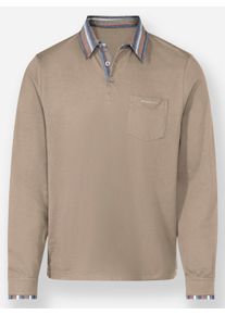 Marco Donati Herren Langarmshirt in 2-in-1-Optik in sesam ,Gr&ouml;&szlig;e 64/66, Witt, 100% Baumwolle