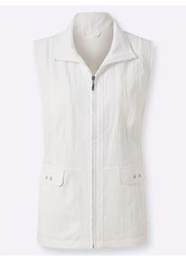 Dames Gilet met opstaande kraag in wit ,maat 36, WITT, 100% Polyester