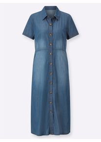 Damen Jeanskleid mit seitlichen Taschen in blue-bleached ,Größe 46, WITT, 100% Baumwolle