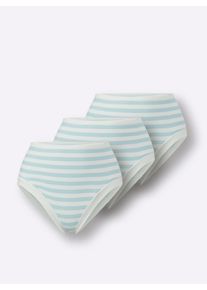 wäschepur Dames Tailleslip in zacht mint gestreept ,maat 38, Witt, 95% Katoen, 5% Elastan