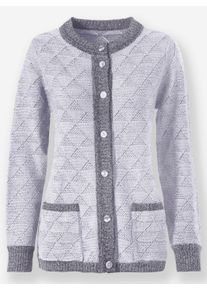 Dames Vest met ajourpatroon in wit/zwart gedessineerd ,maat 38, WITT, 86% Polyacryl, 14% Polyester