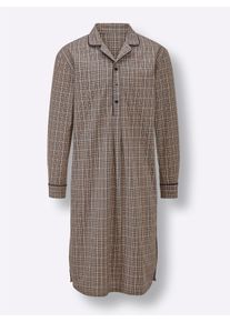 Herren Nachthemd in beige-marine-kariert ,Größe 44/46, Witt, 100% Baumwolle
