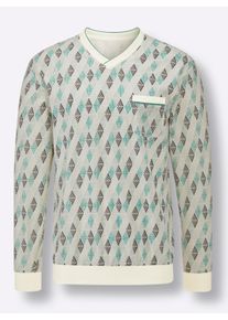Heren Pyjama in champagne/jade bedrukt ,maat 44/46, Witt, 100% Katoen