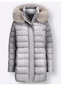Mainpol Dames Gewatteerde jas met imitatiebont op de kraag in steengrijs ,maat 36, Witt, 100% Polyester. Imitatiebont: 100% Polyester. Wattering: 100% Polyester