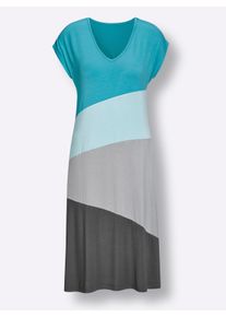 feel good Dames Zomerjurk in A-lijn in turquoise/antraciet ,maat 36/38, Witt, 95% Viscose, 5% Elastan