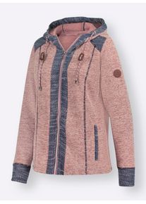 Dames Shirtjasje met contrastdetails in rozenhout/wit gemêleerd ,maat 36, WITT, 65% Polyester, 35% Katoen
