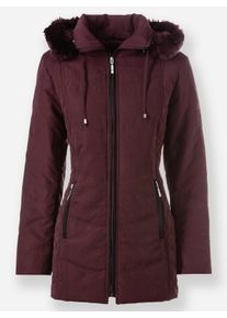 Damen Kapuzenjacke in Veloursleder-Optik in burgund ,Größe 54, WITT, 90% Polyester, 10% Polyamid