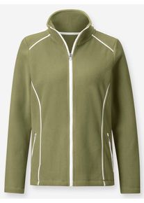 Dames Fleecejack met opstaande kraag in kaki ,maat 36, WITT, 100% Polyester