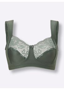 Dames Steunbeha zonder beugel in eucalyptus ,maat 100B, WITT, 61% Katoen, 24% Polyamide, 12% Elastan, 3% Polyester
