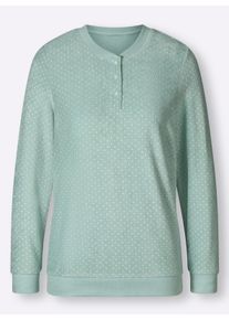 wäschepur Damen Schlafanzug in kalkmint-weiß ,Größe 48/50, Witt, 80% Baumwolle, 20% Polyester