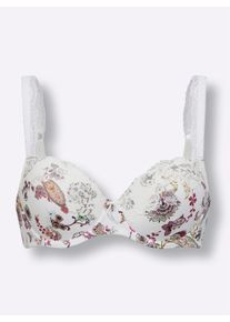 Nina von C. Dames Beha met cups en beugel in ecru geprint ,maat 70A, Witt, 95% Modal, 5% Elastan. Kant: 80% Polyamide, 20% Elastan