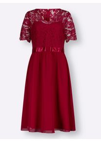 Damen Partykleid mit Spitze in kirsche ,Größe 42, WITT, 100% Polyester. Spitze: 65% Polyamid, 35% Baumwolle