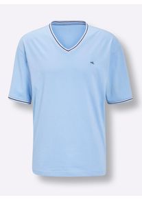 Heren Pyjama-Shirt in hemelsblauw ,maat 44/46, Witt, 100% Katoen