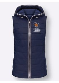 Dames Gilet met capuchon en Adventure-opdruk in marine ,maat 36, WITT, 100% Polyester. Netstof: 100% Polyester. Wattering: 100% Polyester