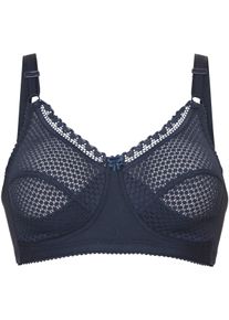 Miss Mary Of Sweden Dames Beha zonder beugel in marine ,maat 100B, Witt, 80% Katoen, 13% Elastan, 7% Polyamide