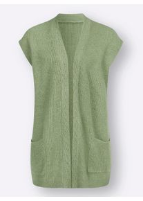 Dames Mouwloos vest met kabelpatroon in rietgroen gemêleerd ,maat 36, WITT, 38% Polyacryl, 30% Polyamide, 28% Polyester, 4% Wol