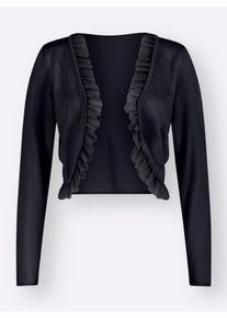 Dames Bolero met volants van chiffon in marine ,maat 38, WITT, 100% Polyacryl. Chiffon: 100% Polyester