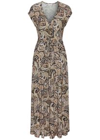 Lascana Dames Maxi-jurk in zwart/oranje bedrukt ,maat 38, Witt, 100% Viscose