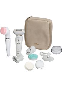 Braun Silk-epil 9 Flex Epilierer Rasierer Haarentferner Nass-Trocken Bürste Beauty Set weiß