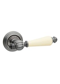 Fimet door handle MICHELLE 106P-269 made of brass & porcelain, WC - bathroom - antique iron - beige porcelain