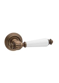 Fimet door handle MICHELLE 106P-269 made of brass & porcelain, BB - Buntbart - bronze satin - porcelain white
