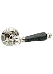 Fimet door handle MICHELLE 106P-269 made of brass & porcelain, WC - bathroom - nickel polished - porcelain black flower pattern