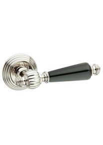 Fimet door handle MICHELLE 106P-269 made of brass & porcelain, BB - Buntbart - nickel polished - porcelain black